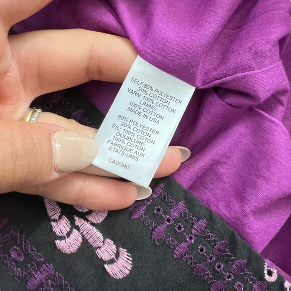 Nanette Lepore Embroidered Bell Sleeve Mini Dress Purple Size 6 Boho Twee - Picture 12 of 16